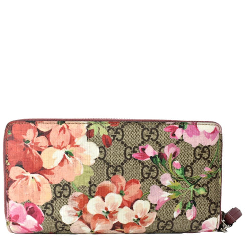 GUCCI Blooms Zip Around GG Canvas Wallet Beige 410076