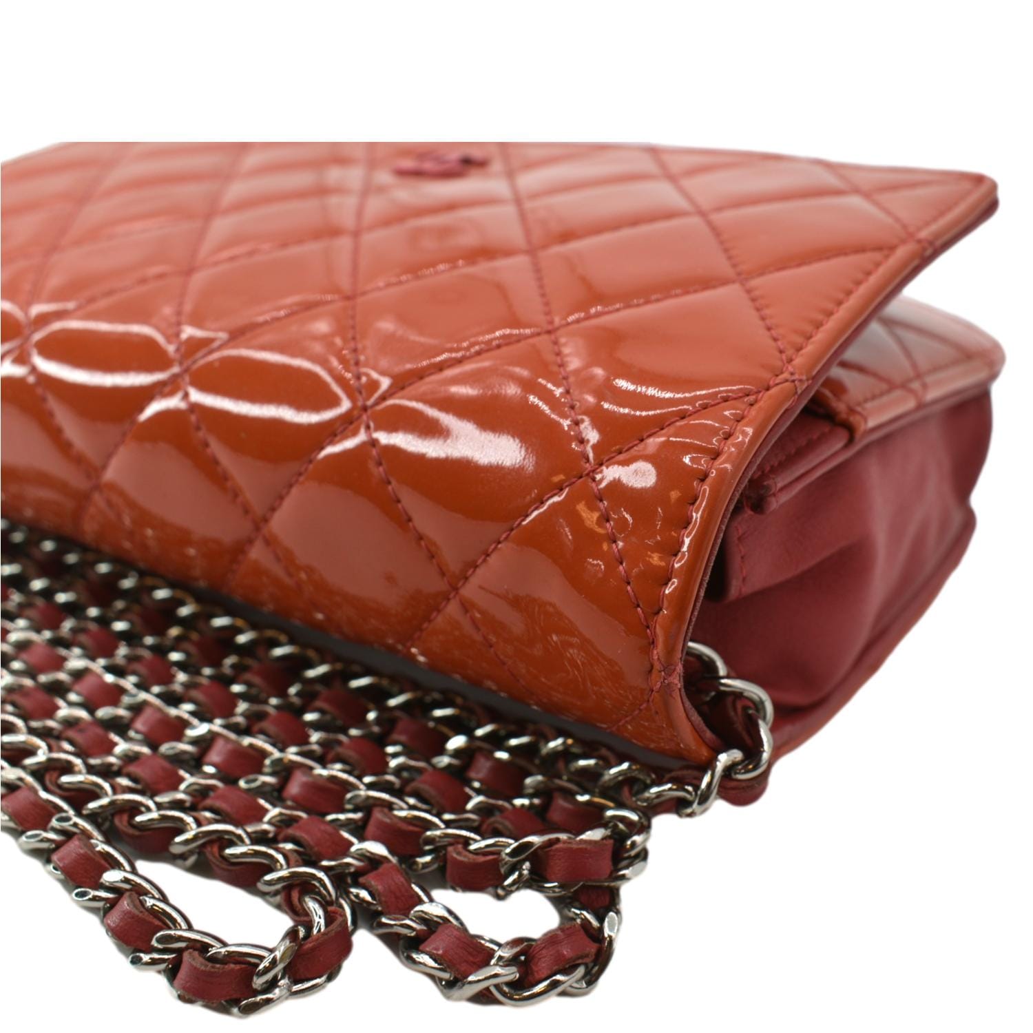 Chanel Red Patent Leather Camellia WOC Wallet On Chain Bag at 1stDibs