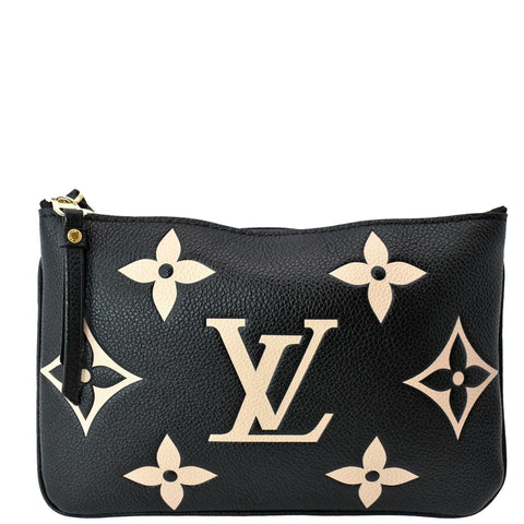 LOUIS VUITTON Double Zip Pochette Monogram Empreinte Crossbody Bag Bicolor