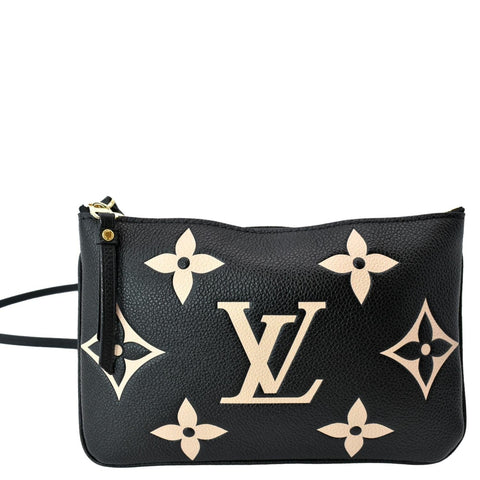 LOUIS VUITTON Double Zip Pochette Monogram Empreinte Crossbody Bag Bicolor