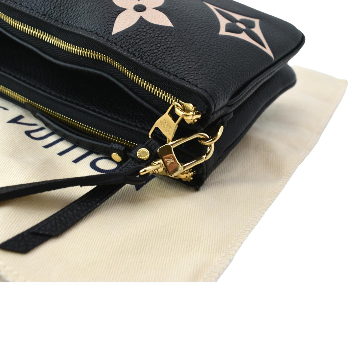 Louis Vuitton Double Zip Pochette Bi-color Monogram Black/Brown in  Empreinte Leather with Gold-tone - US