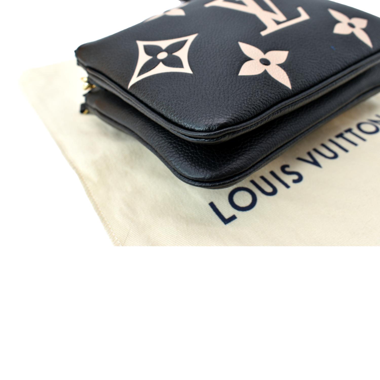 LOUIS VUITTON Double Zip Pochette Monogram Empreinte Crossbody Bag Bic