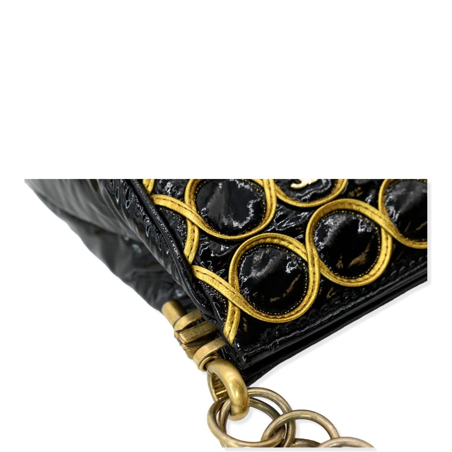 Black Velvet, Green and Red Gripoix Embellished CC Pouch Bag Gold Hardware,  2020