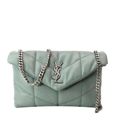 YVES SAINT LAURENT Small Loulou Puffer Leather Crossbody Bag Vert Opaline