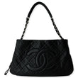 CHANEL Expandable Zip Around Caviar Quilted Tote Shoulder Bag Black
