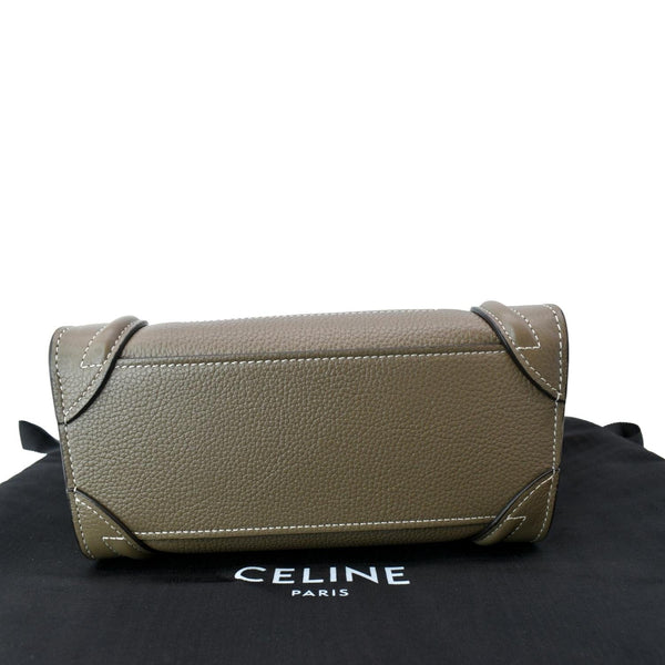 CELINE Nano Luggage Drummed Calfskin Leather Shoulder Bag Khaki