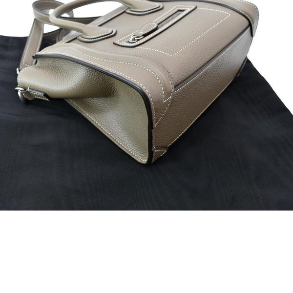 CELINE Nano Luggage Drummed Calfskin Leather Shoulder Bag Khaki