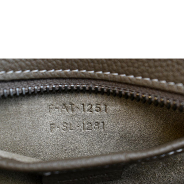 CELINE Nano Luggage Drummed Calfskin Leather Shoulder Bag Khaki