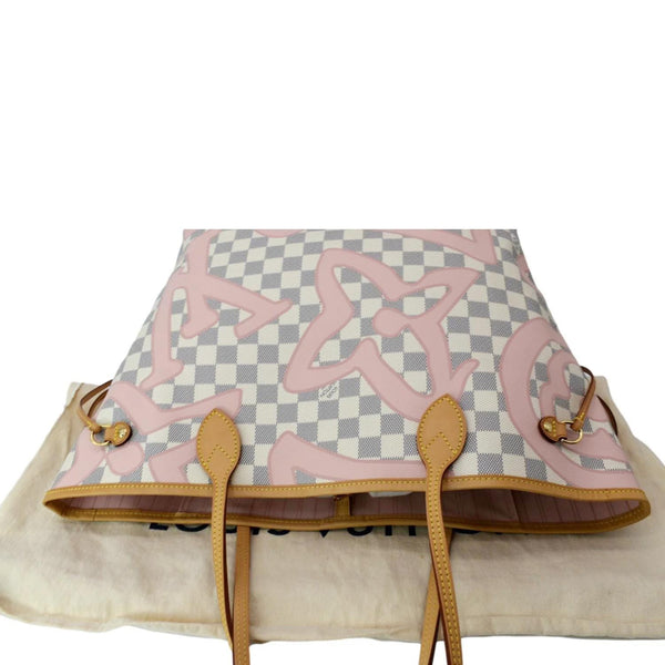 LOUIS VUITTON Neverfull MM Tahitienne Damier Azur Shoulder Bag Pink