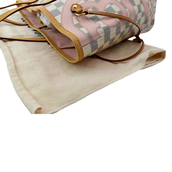 LOUIS VUITTON Neverfull MM Tahitienne Damier Azur Shoulder Bag Pink