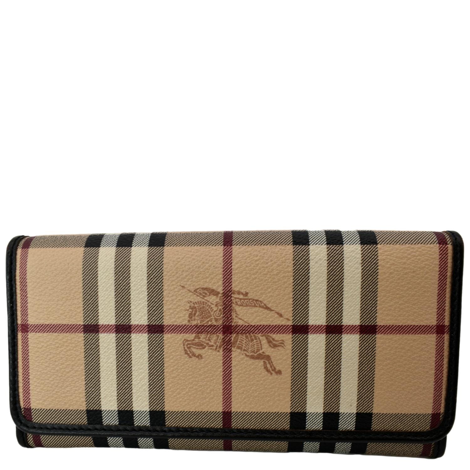 BURBERRY Continental Haymarket Check Leather Wallet Dark Brown