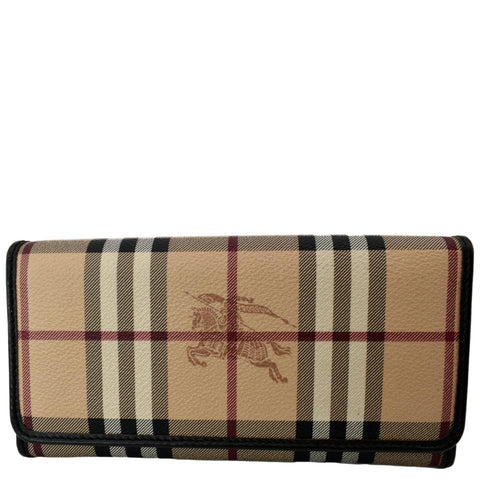 BURBERRY Continental Haymarket Check Leather Wallet Dark Brown