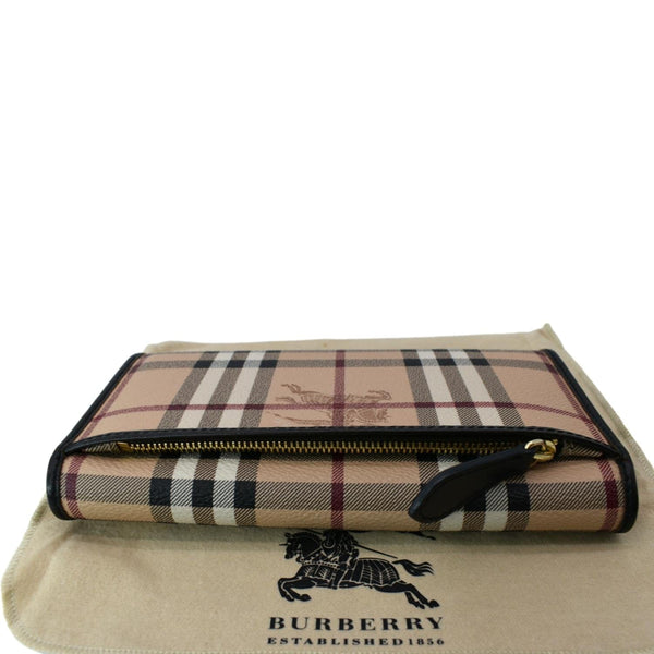 BURBERRY Continental Haymarket Check Leather Wallet Dark Brown