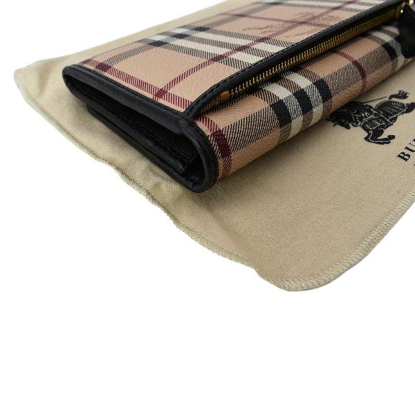 BURBERRY Continental Haymarket Check Leather Wallet Dark Brown