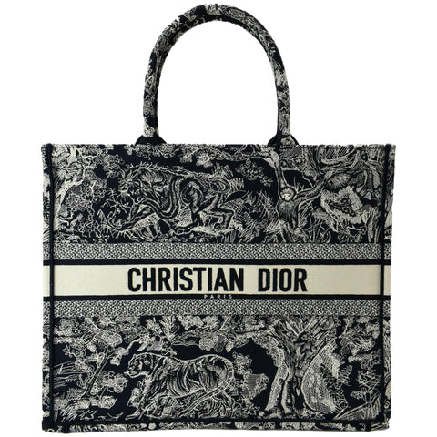 CHRISTIAN DIOR Book Medium Toile De Jouy Reverse Embroidery Tote Bag Blue