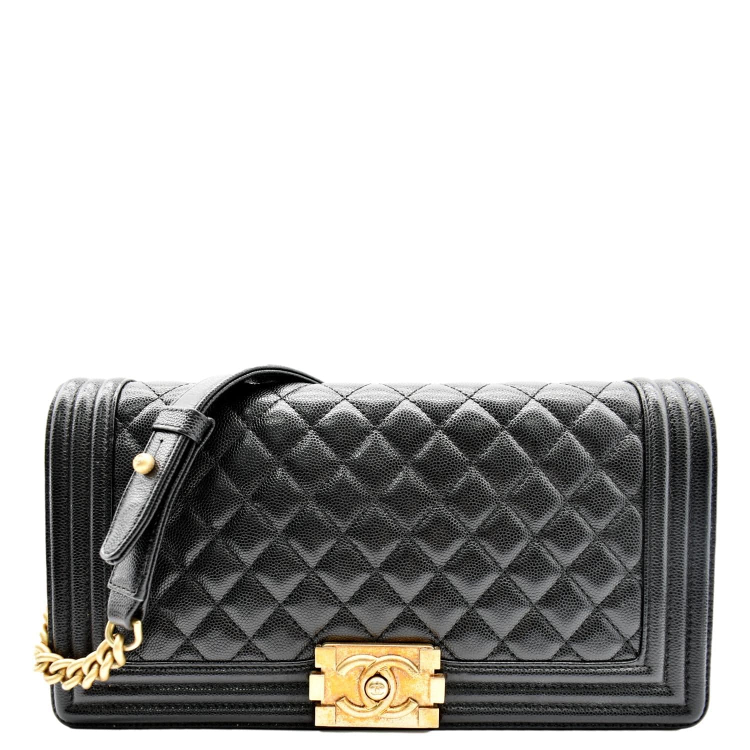 CHANEL Medium Boy Flap Caviar Leather Shoulder Bag Black