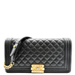 CHANEL Medium Boy Flap Caviar Leather Shoulder Bag Black