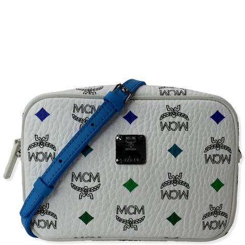 MCM Spektrum Stud Visetos Camera Crossbody Bag White