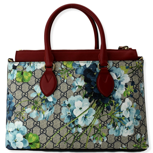 GUCCI Blooms GG Floral Supreme Canvas Leather Satchel Bag Red 409534 - 10% Off
