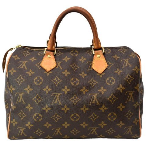 LOUIS VUITTON  Speedy 30 Monogram Canvas Satchel Bag Brown