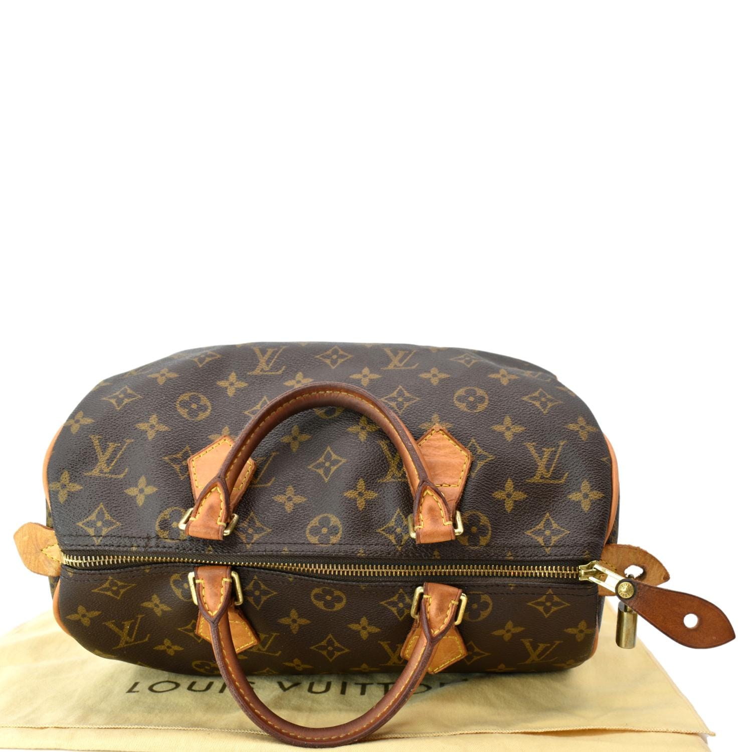LOUIS VUITTON Speedy 30 Monogram Canvas Satchel Bag Brown