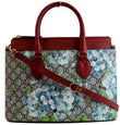 GUCCI Blooms GG Floral Supreme Canvas Leather Satchel Bag Red 546316