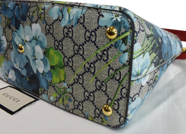 GUCCI Blooms GG Floral Supreme Canvas Leather Satchel Bag Red 546316