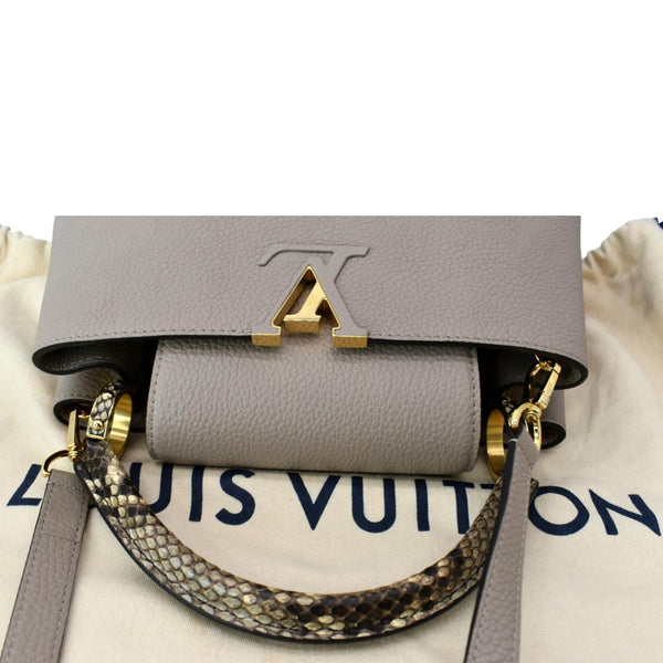 LOUIS VUITTON Capucines MM Taurillon Python Leather Satchel Bag Galet - Hot Deals