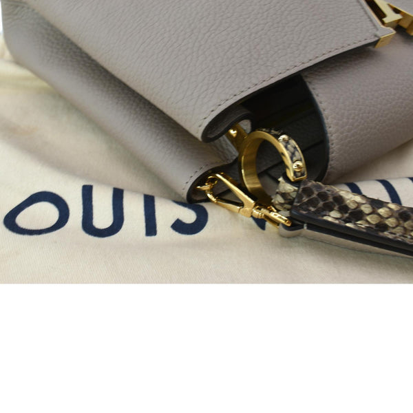 Louis Vuitton Black Taurillon Leather and Python Capucines MM Bag