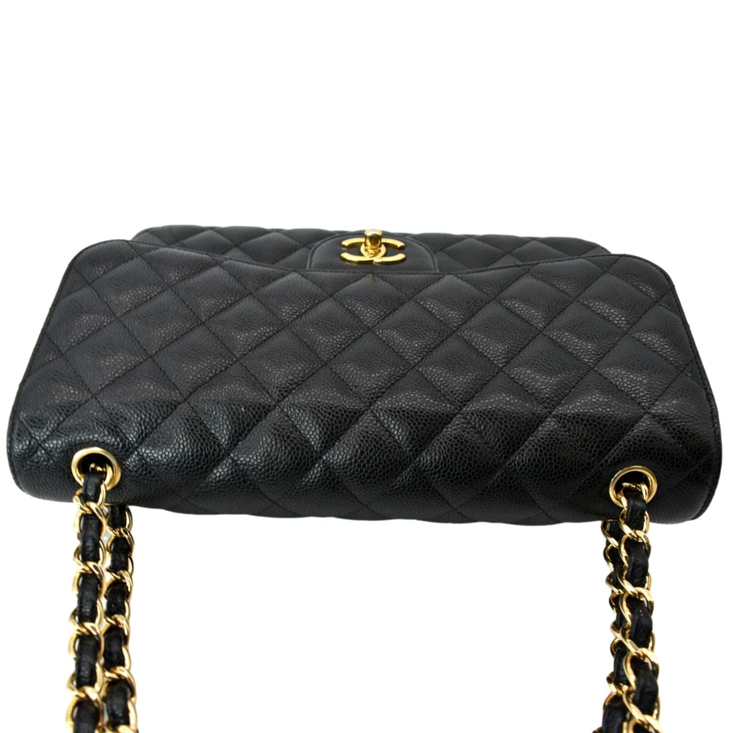 CHANEL Classic Flap Jumbo Double Chain Shoulder Bag Black Caviar 6933735  64289