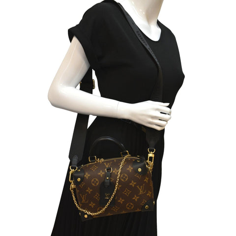 LOUIS VUITTON Petite Malle Souple Monogram Canvas Shoulder Bag Black