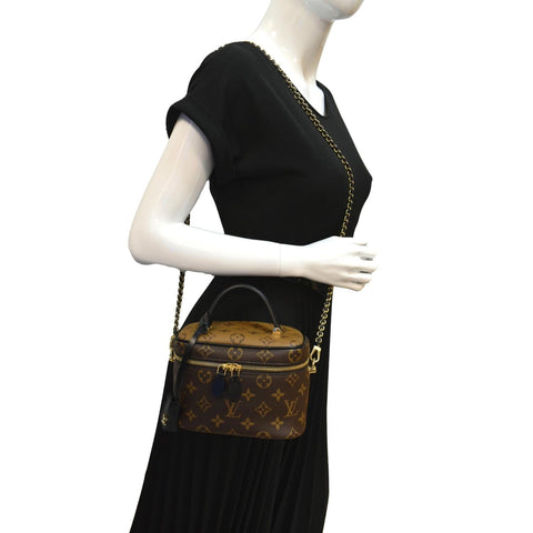 LOUIS VUITTON Vanity PM Monogram Reverse Canvas Crossbody Bag Brown