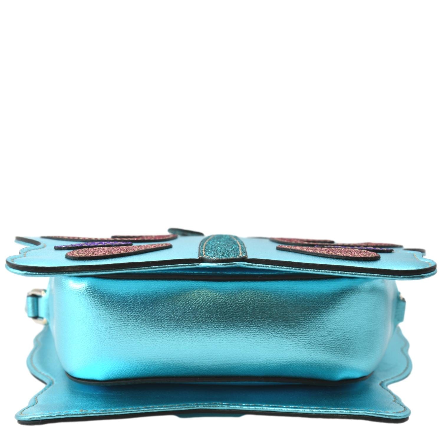 Blue Metallic Leather Shoulder Bag for Women - LaSacoche S Beetle
