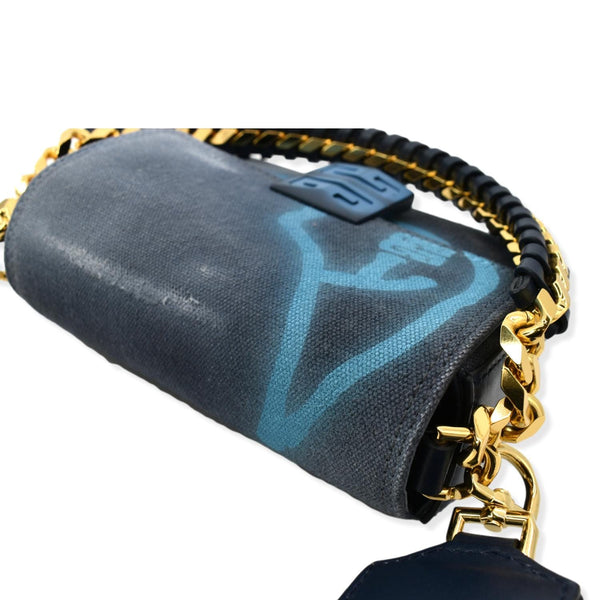 GIVENCHY x Chito Small 4G Graffiti Effect Canvas Leather Shoulder Bag Steel Blue