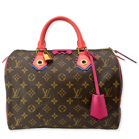 LOUIS VUITTON Totem Speedy 30 Monogram Canvas Satchel Bag Brown