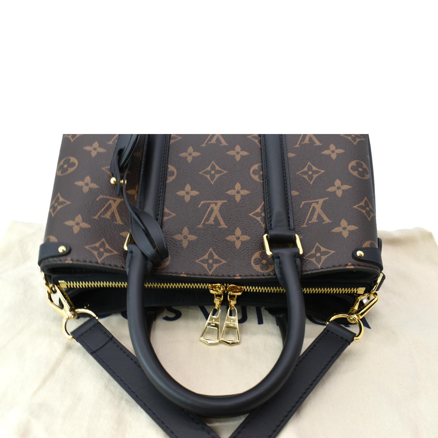 Louis Vuitton Soufflot MM Satchel Brown Monogram Canvas Black Shoulder  Handbag