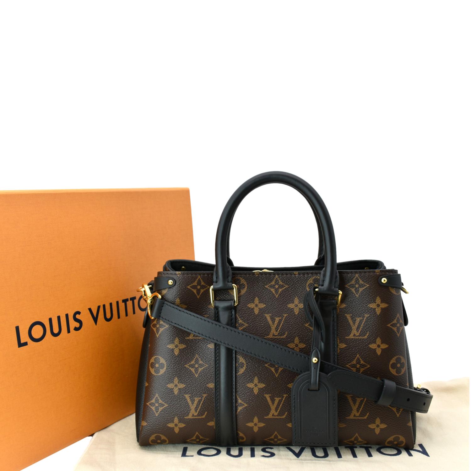 Louis Vuitton Soufflot BB Small Satchel Crossbody Monogram Brown Cerise Red  – Gaby's Bags