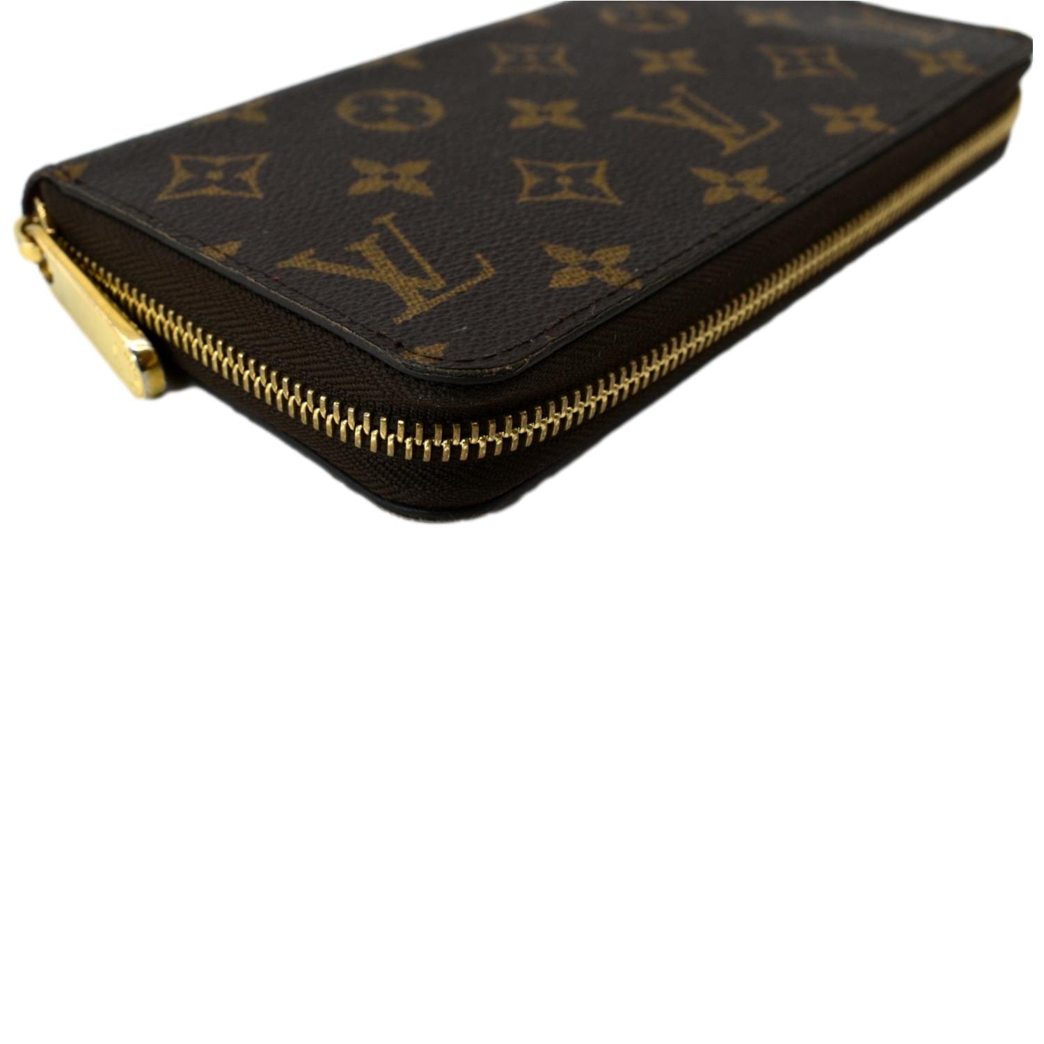Classic Louis Vuitton Womens Brown Canvas Monogram LV Snap Zipper Wallet