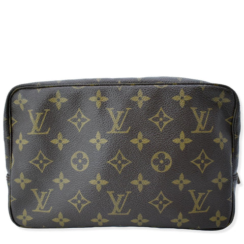 LOUIS VUITTON Monogram Canvas Trousse Toilette 28 Clutch Brown