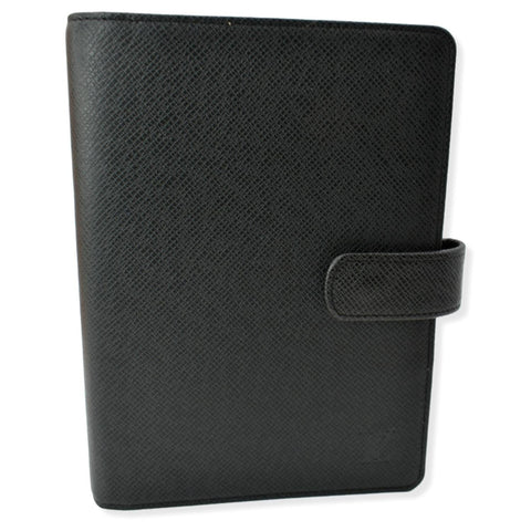 LOUIS VUITTON Taiga Leather Small Ring Agenda Cover Black