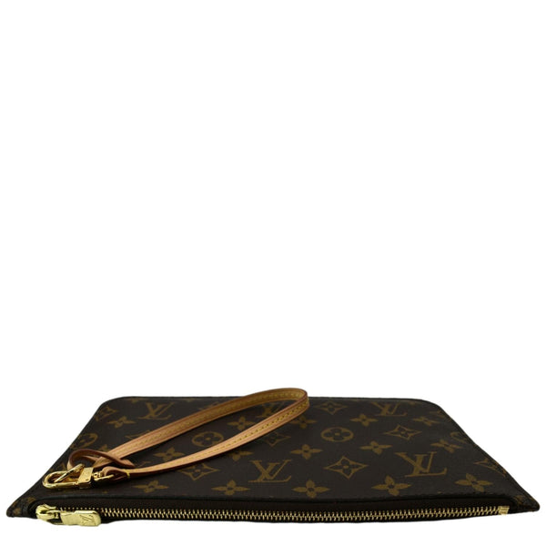 LOUIS VUITTON Neverfull Monogram Canvas Pochette Wristlet Pouch Brown
