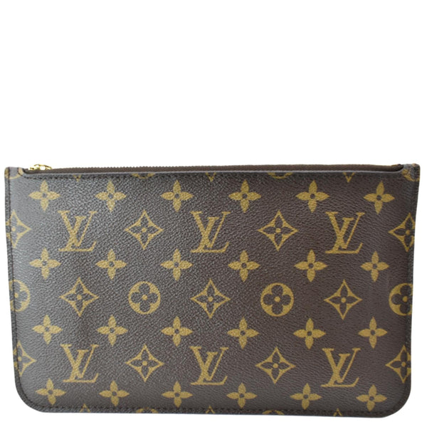 LOUIS VUITTON Neverfull Monogram Canvas Pochette Wristlet Pouch Brown