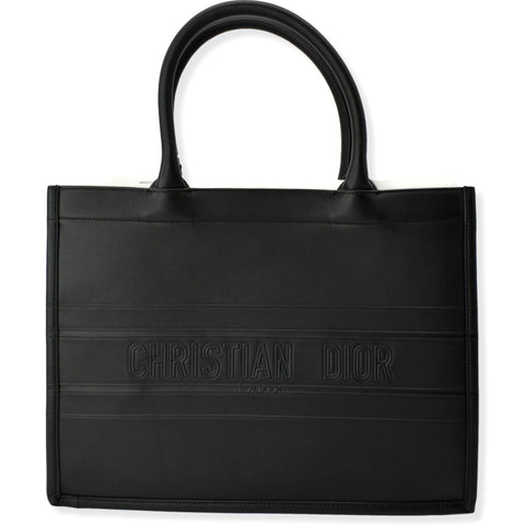 CHRISTIAN DIOR Medium Dior Book Calfskin Tote Bag Black