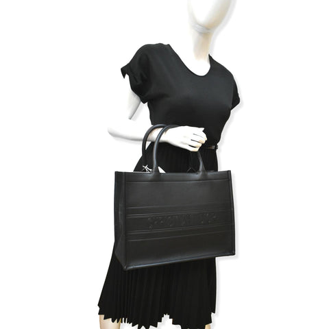 CHRISTIAN DIOR Medium Dior Book Calfskin Tote Bag Black