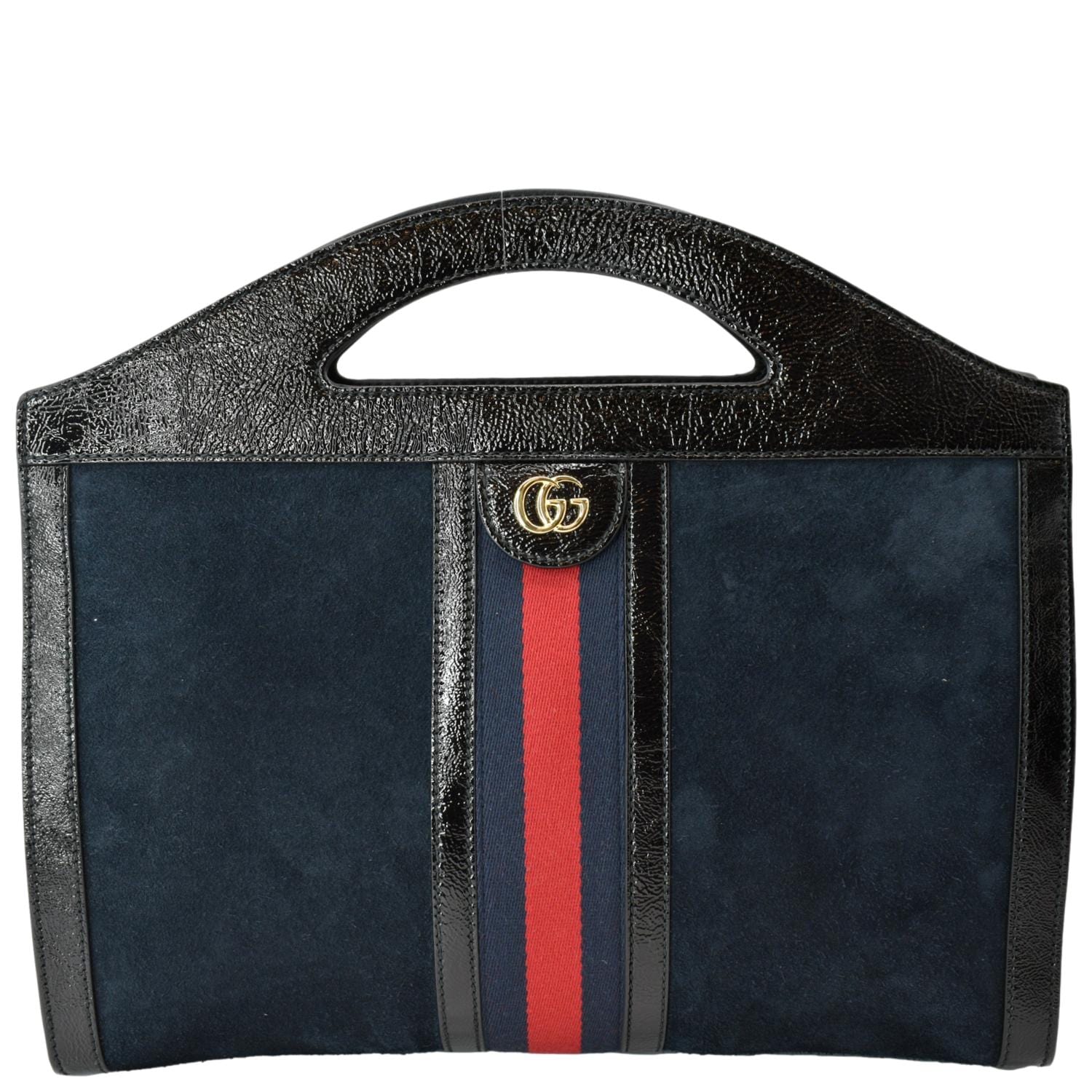 Gucci Ophidia GG Suede Patent Web Top Handle Bag-DDH