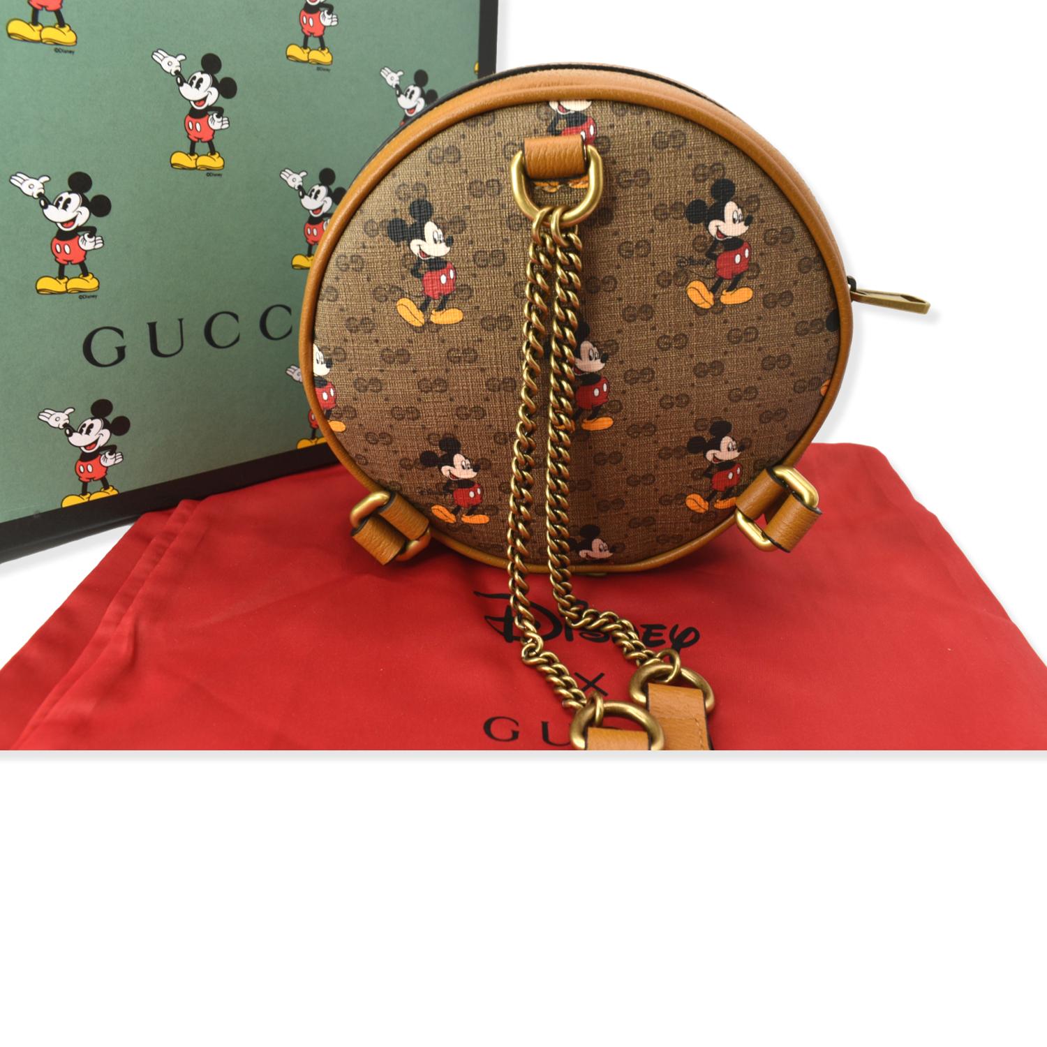 Gucci Disney Mini Vintage GG Supreme Monogram Mickey Mouse Round Shoulder Bag