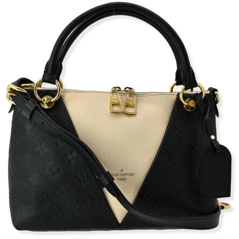 LOUIS VUITTON V BB Monogram Empreinte Tote Shoulder Bag Beige/Black