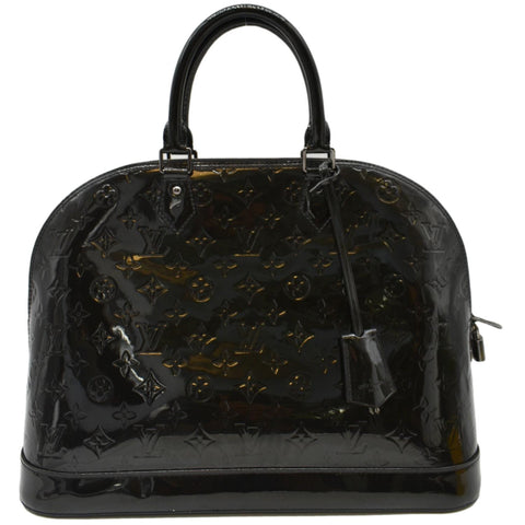 LOUIS VUITTON Alma GM Monogram Vernis Leather Satchel Bag Black