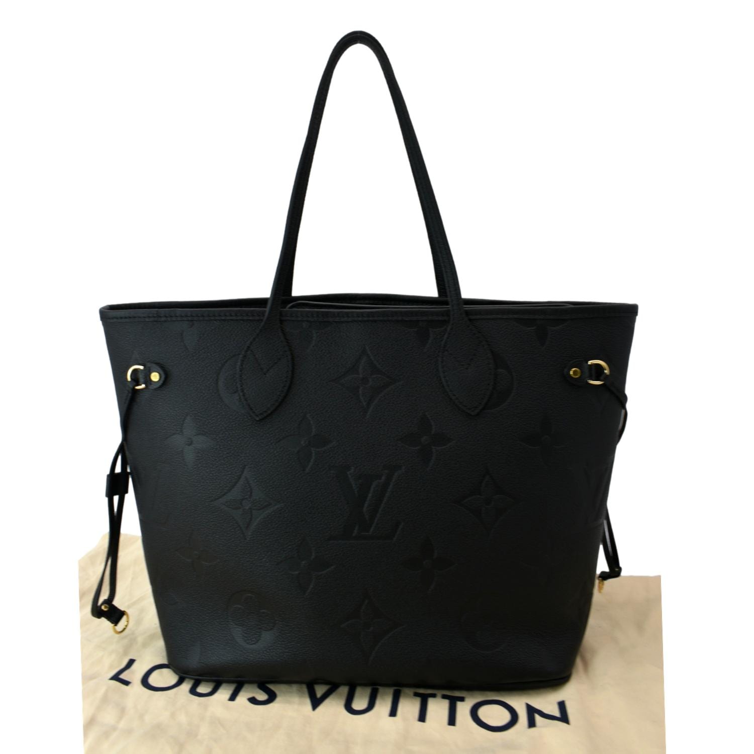 NWT LOUIS VUITTON Black NEVERFULL MM TOTE BAG Monogram Leather