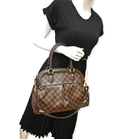 LOUIS VUITTON Trevi PM Damier Ebene Satchel Shoulder Bag Brown